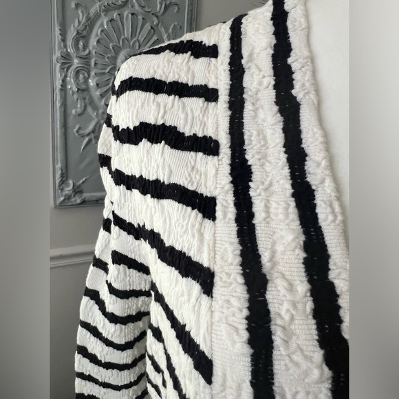 Anthropologie Postmark Bkack and White Striped Lace Cardigan - Picture 10 of 15